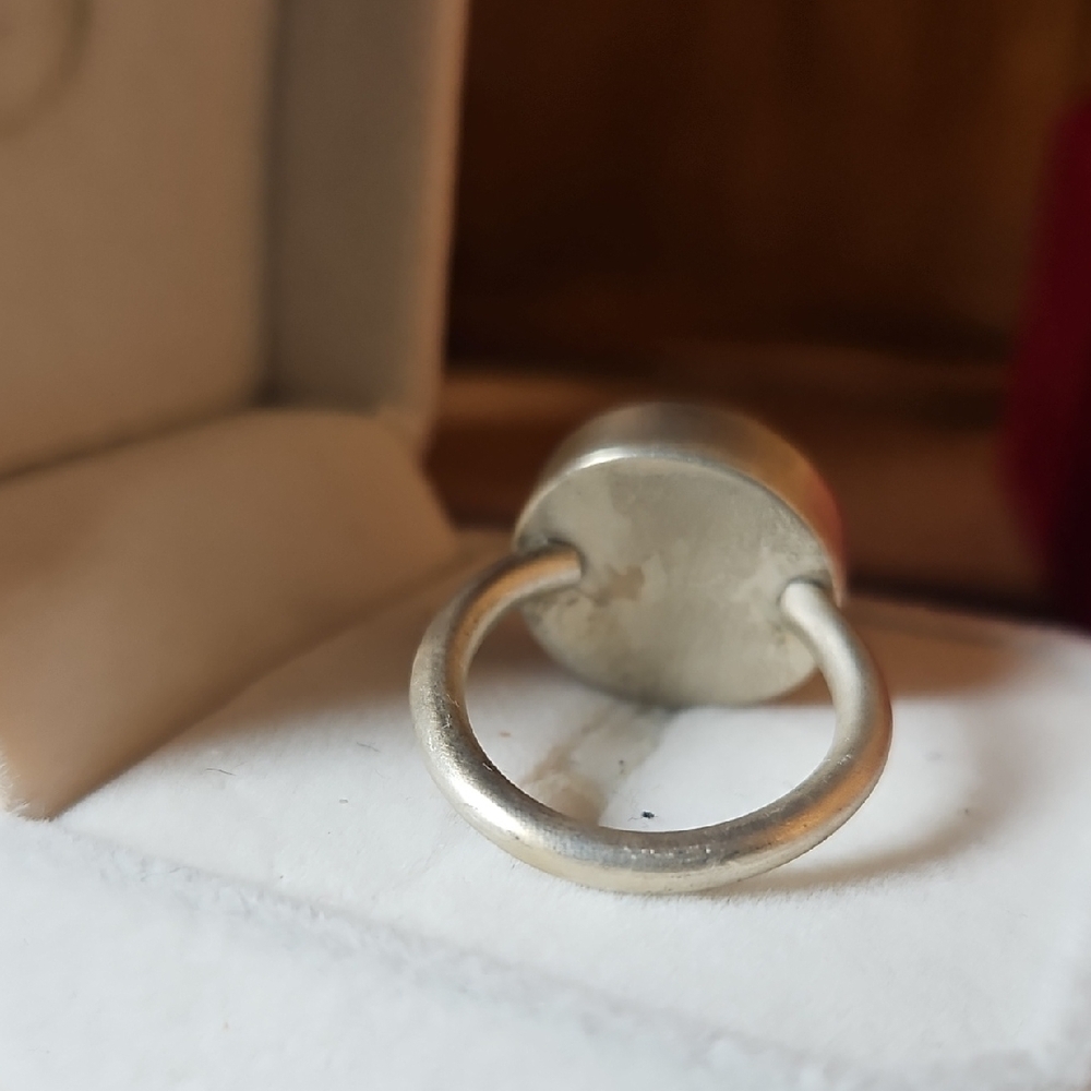 Hand Crafted Silver Ring With Vibrant Orange Acce… - image 4